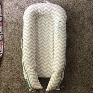 Dock a Tot Deluxe plus. Silver Lining (chevron) print